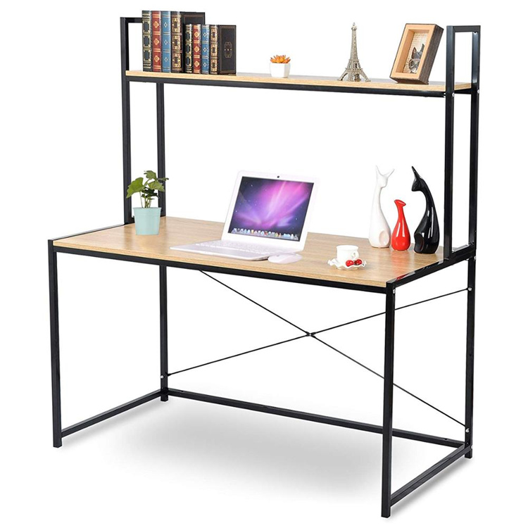  2-Tier Shelves Modern Home Office Desk Space Saving Computer Book Desk for Corner Use with Wooden